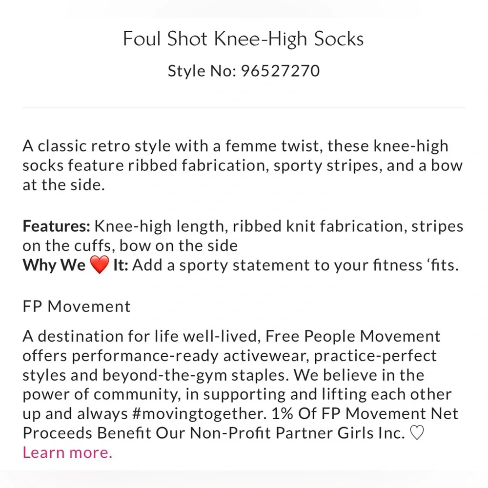 NWT FP Movement Foul Shot Knee High Socks